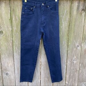 BILL BLASS women’s straight leg stretch jeans vintage mom dark blue five pocket